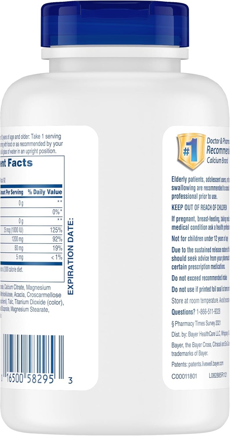 Slow Release 1200, 1200 mg Calcium Citrate and Calcium Carbonate with 25 mcg …