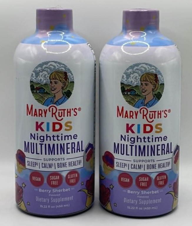 2PK Mary Ruth’s Kids Nighttime Multimineral ~ 15.22 FL OZ EA ~ EXP 10/26+ ~ NEW