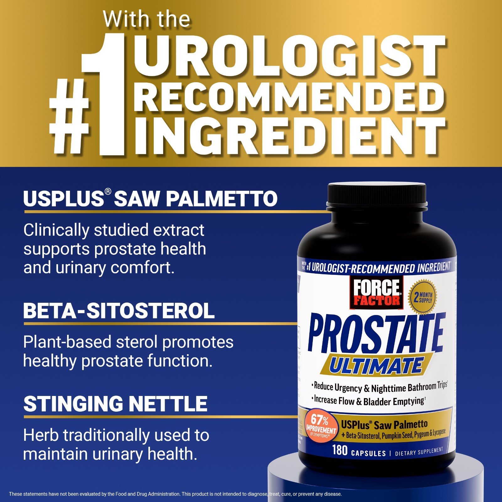 Force Factor Prostate Ultimate Saw Palmetto Nettle Urinary Flow Bladder 180ct