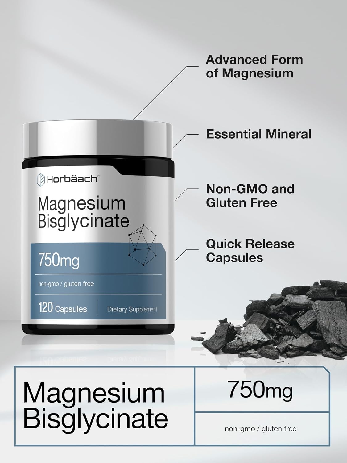 Bisglicinato de Magnesio 100% Quelato, No Laxante, Máxima Absorción y Bioavailab