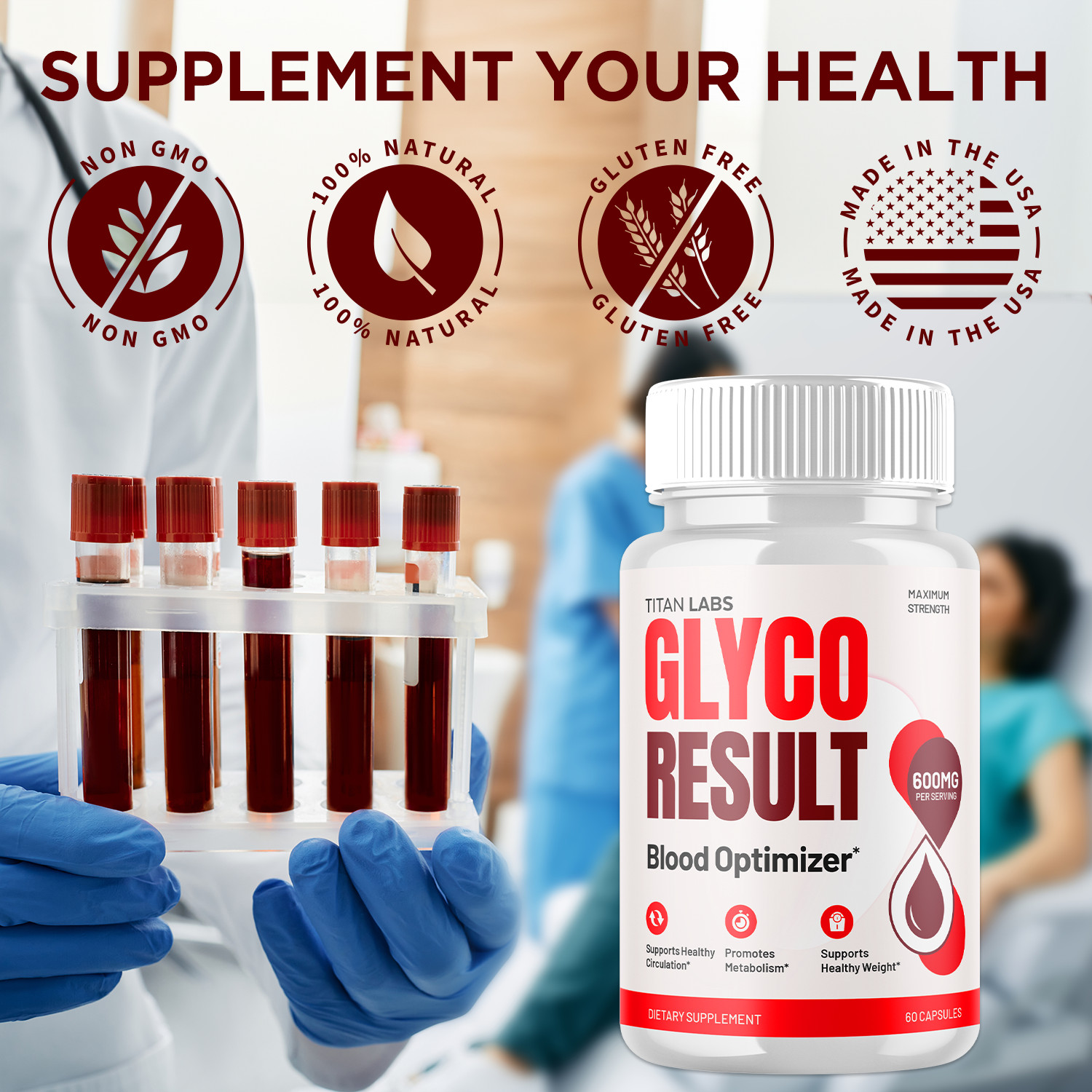 (1 Pack) Glyco Result Advanced Blood Health Support Formula GlycoResult 60 Caps
