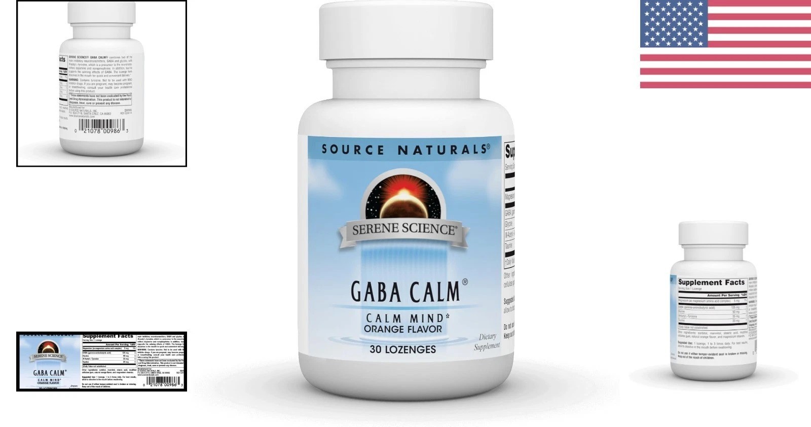 GABA Calm 125 mg Lozenges – 30 Yeast Free, Gluten Free Tablets for Mood Support