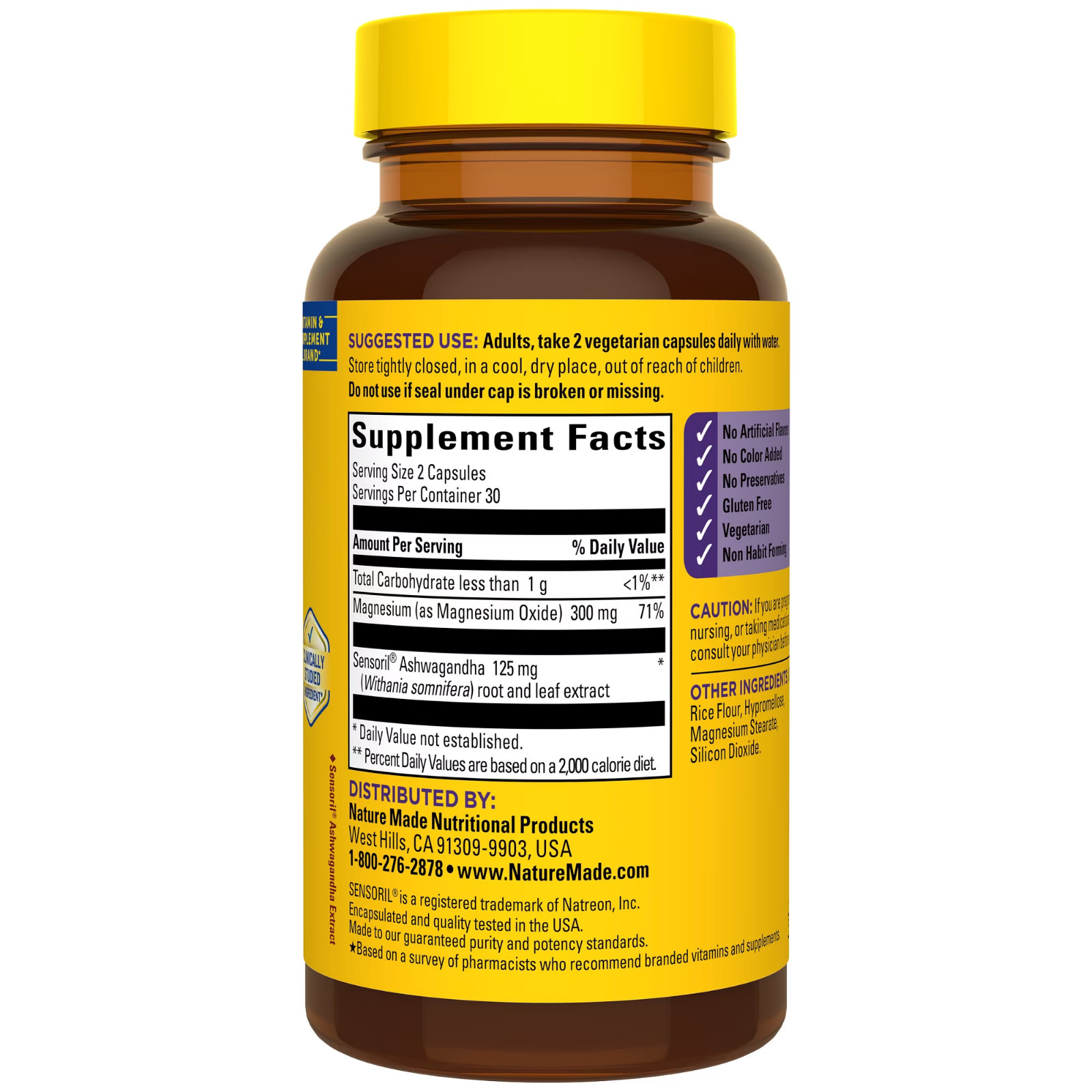 Nature Made Magnesium + Ashwagandha Capsules, Stress 60 Count (Pack of 1)