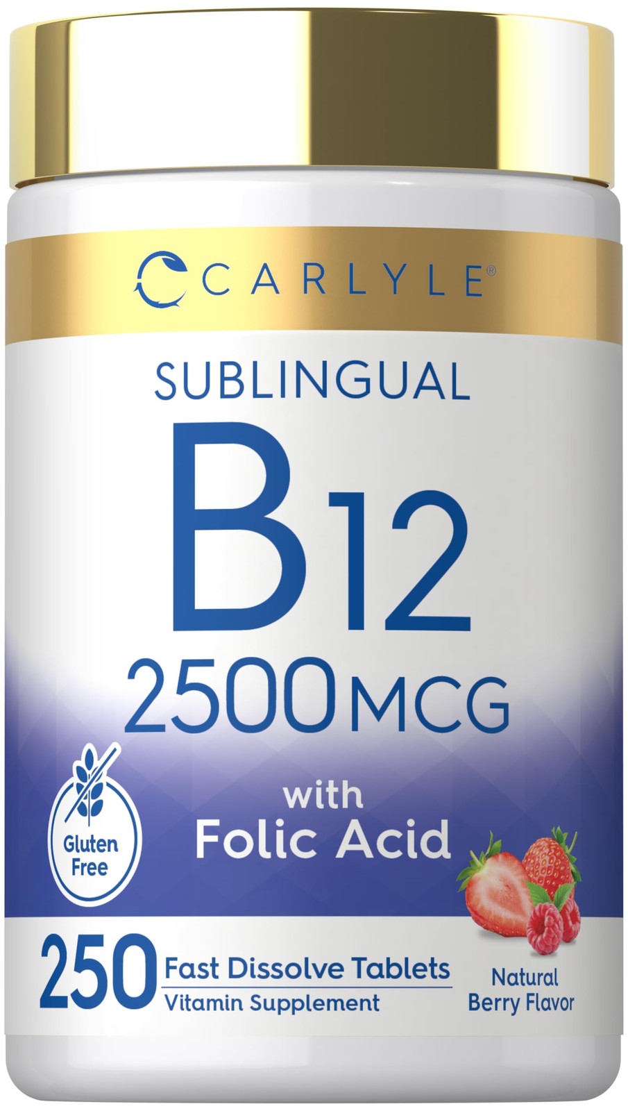 Carlyle Vitamin B12 Sublingual 2500 mcg | 250 Fast 250 Count (Pack of 1)