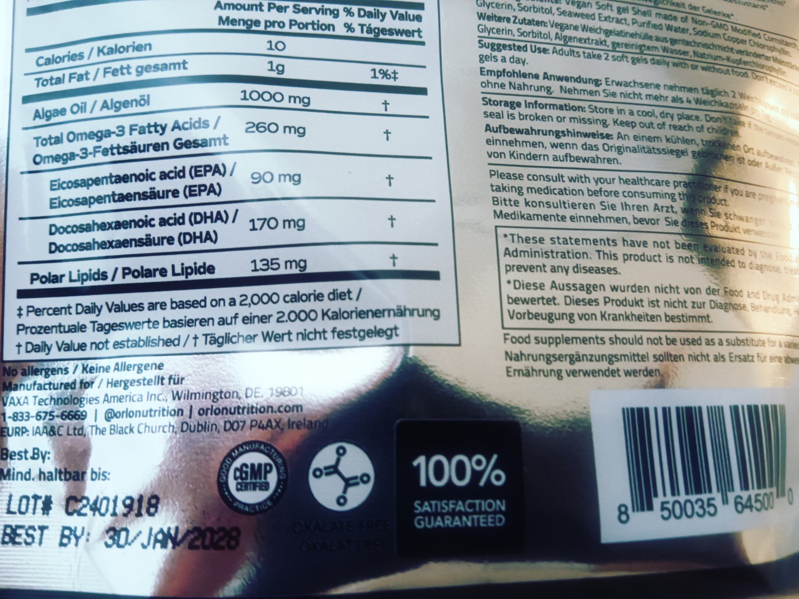Orlo Active Your Cells Active Omega 3 Icelandic Ultra Algae (2 Unit)