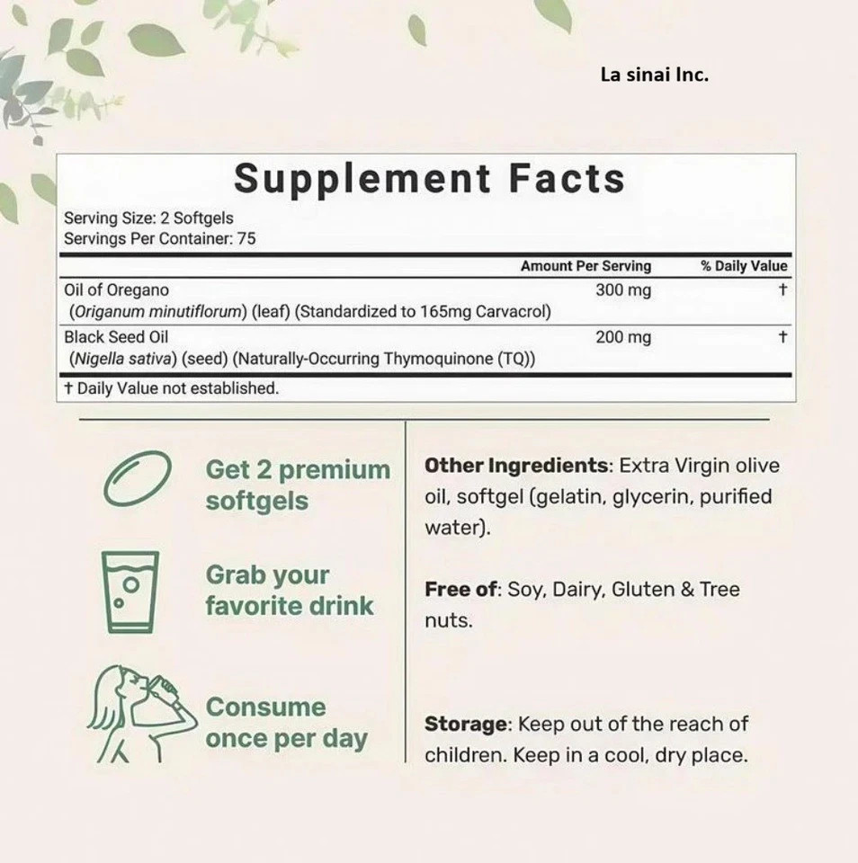 NEW Micro Ingredients 6000mg Oregano Oil & Black Seed Oil 300 Softgels
