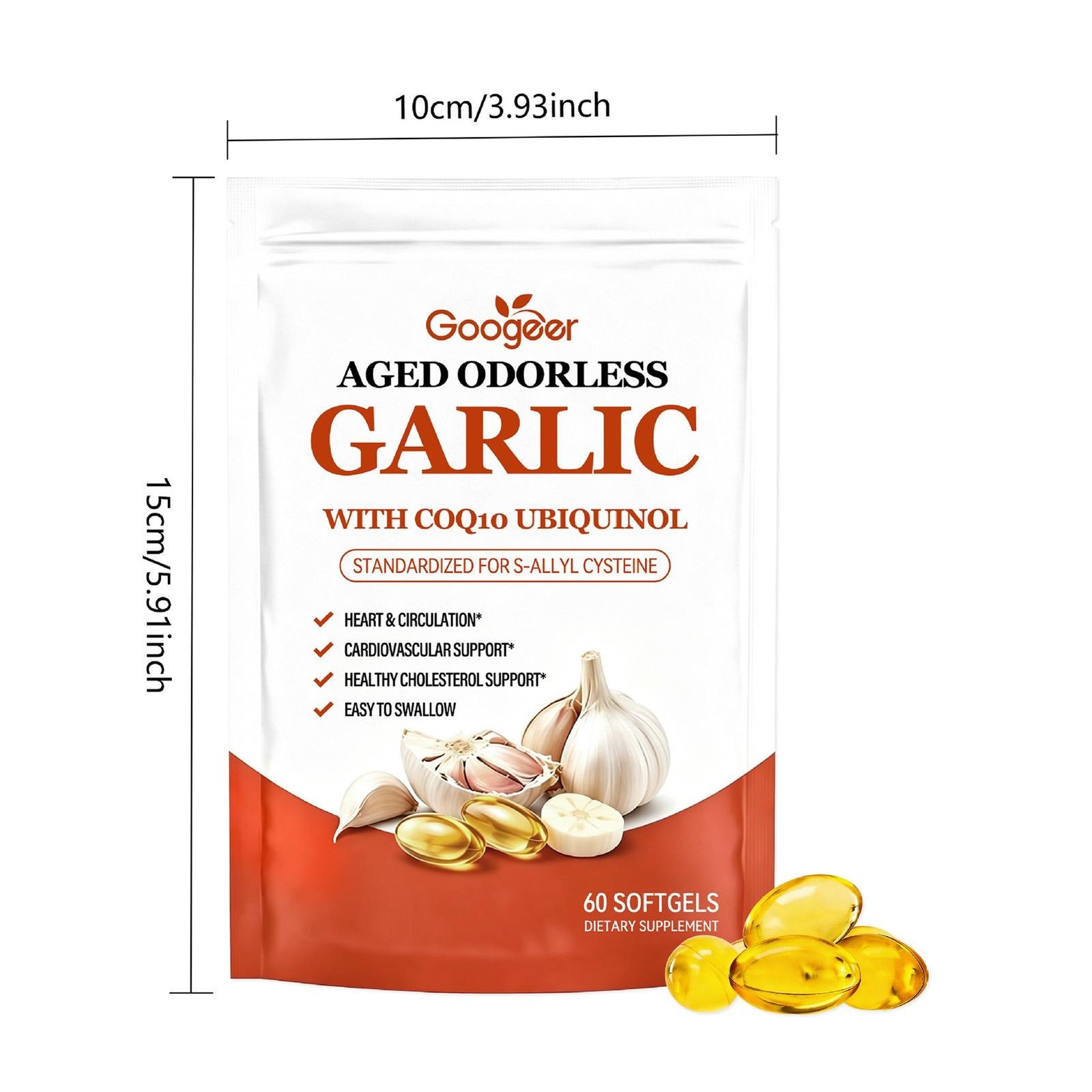 Odorless Aged-Resilia Garlic Extract 600mg Softgels (60 Count) including CoQ1*