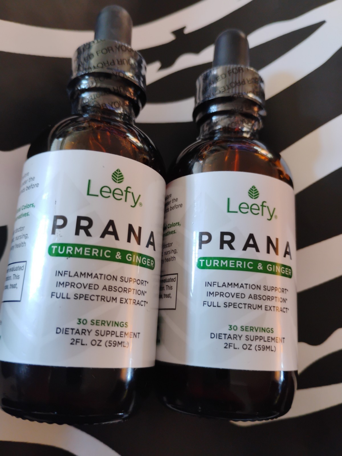 Leefy Organics 3 PACK!! PRANA 2FL Oz 59ml X3 Tumeric And Ginger Sealed New