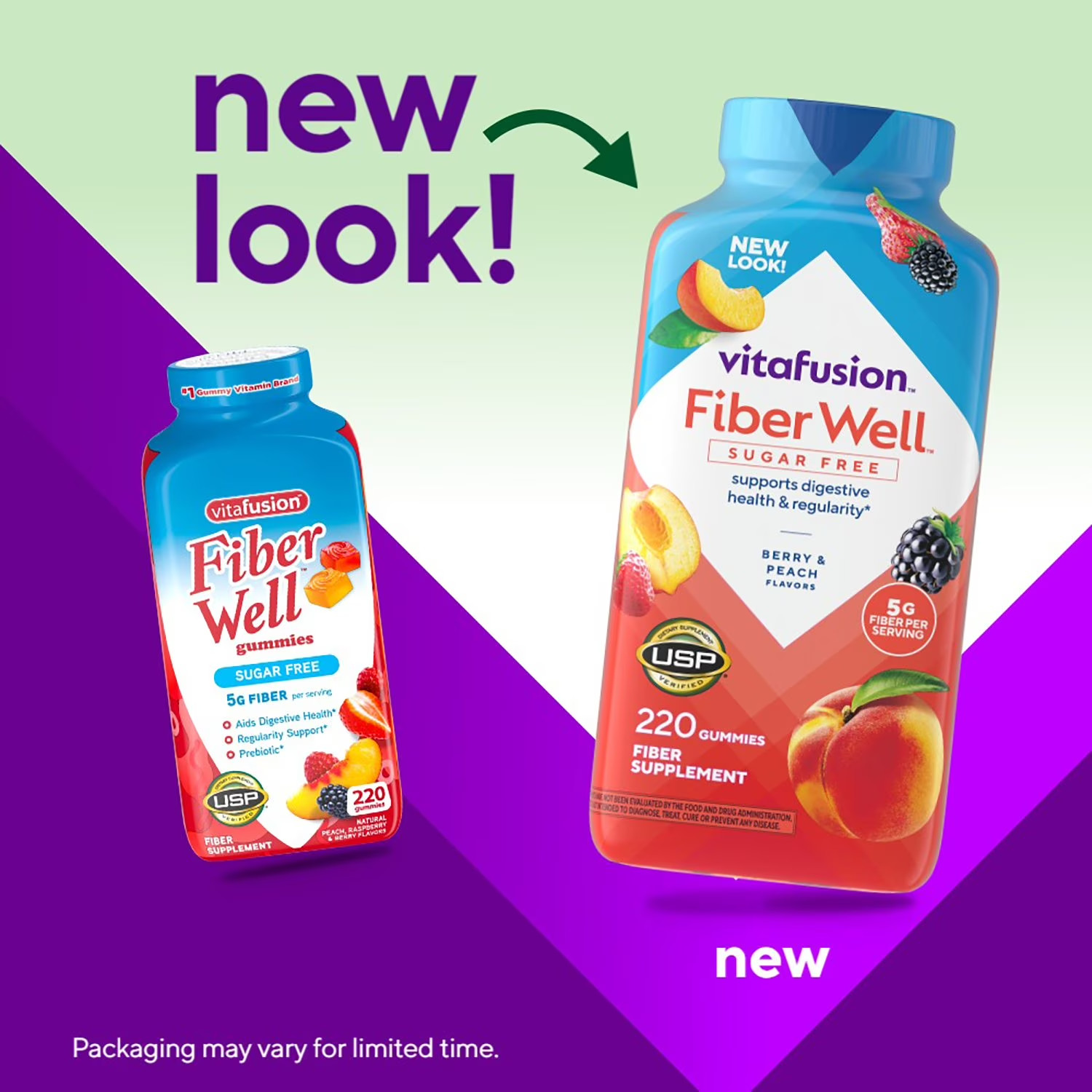 2 PACKS-Vitafusion Fiber Well Sugar Free Gummy Vitamin Supplement, 220 ct.