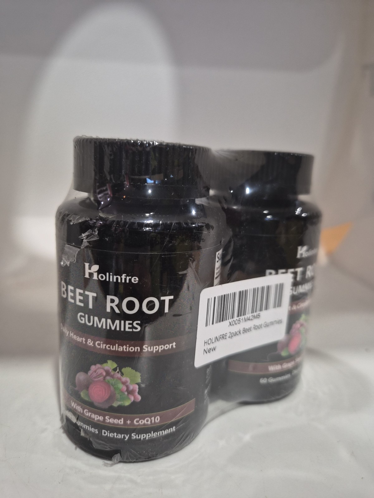 2pack Beet Root Gummies with CoQ10 & Grape Seed, Beet Root Supplement Gummies