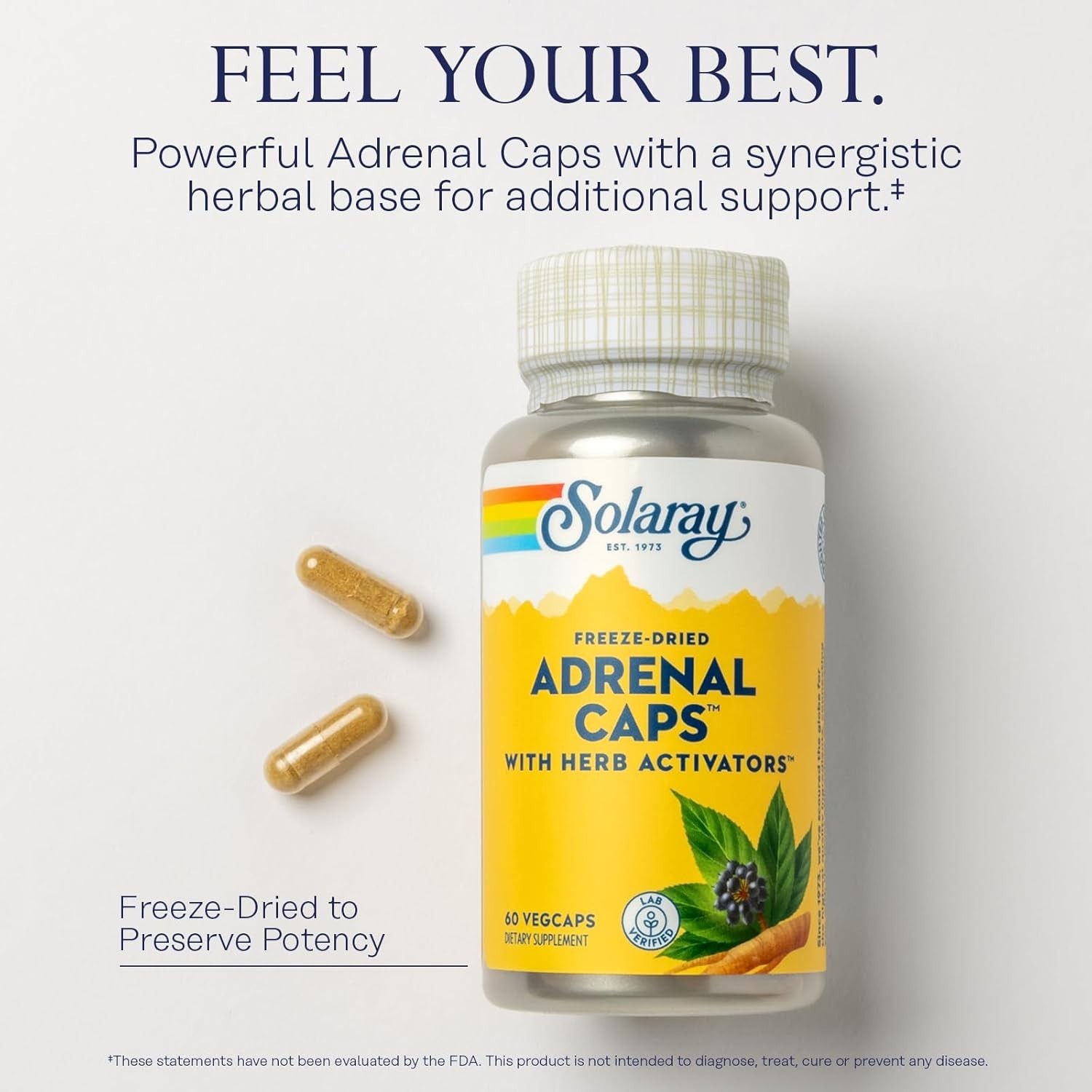 Wellness Boost Adrenal Cocktail – Lab-Verified, 60 VegCaps for Energy Management