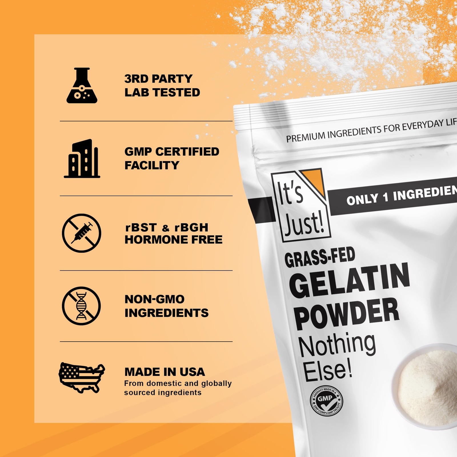 Unflavored Gelatin Powder 2lb – Grass-Fed, Non-GMO, Keto-Friendly for Desserts