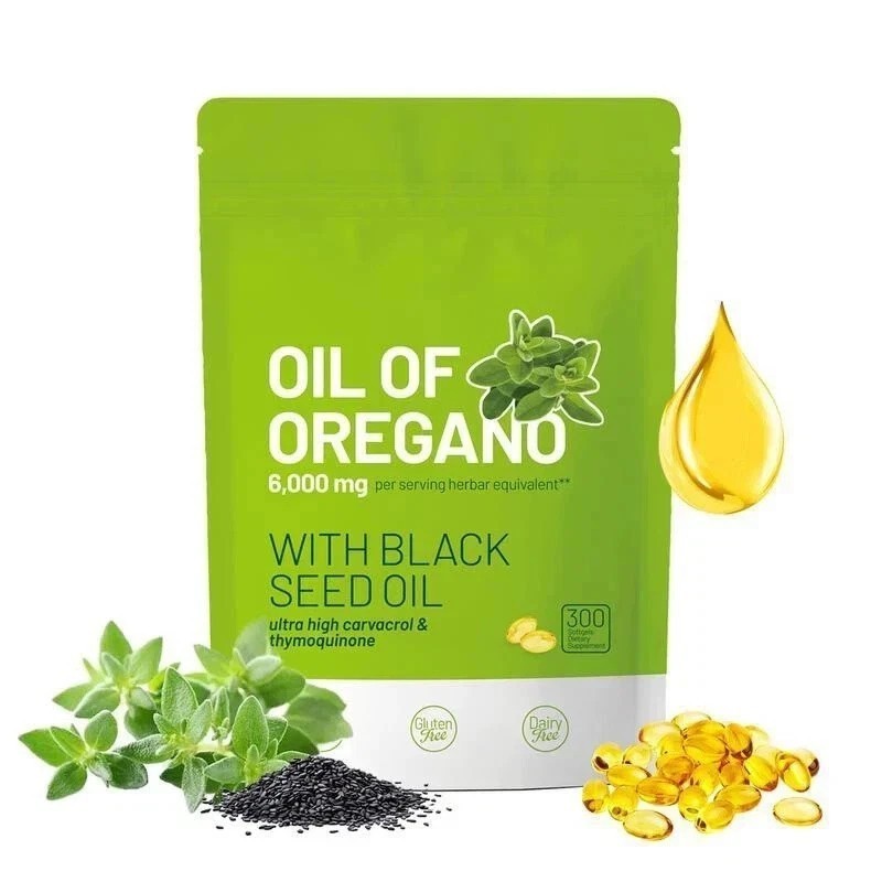 Oil of Oregano 300 Softgels with Black Seed Oil – 6000mg Oregano Oil NEW