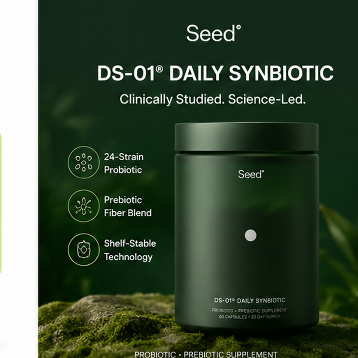 Seed DS-01 Daily Synbiotic – Digestive & Gut Health – 60ct (30-Day)