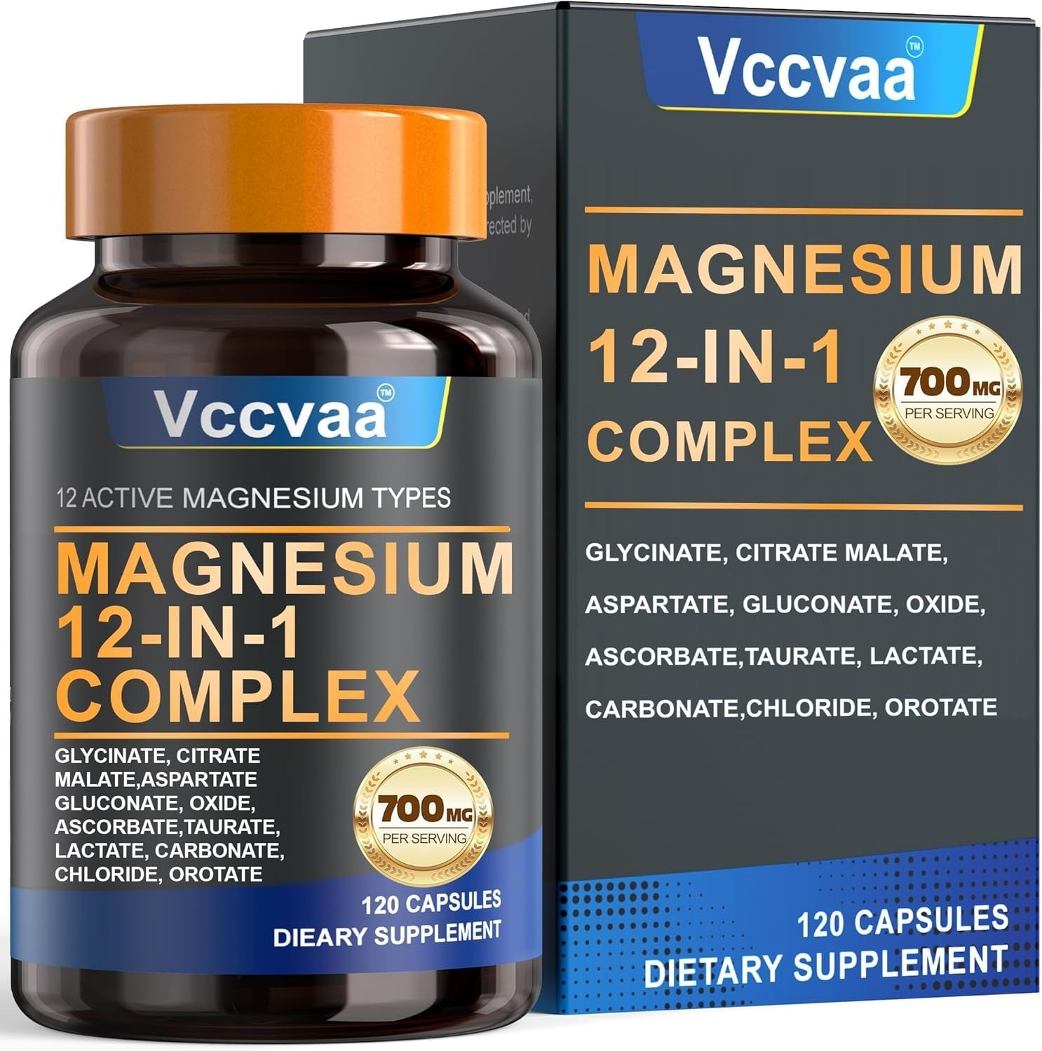 Puravita Magnesium Complex 700Mg 12 in 1 Magnesium Supplement with Glycinate, Ci