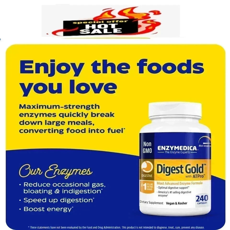 Enzymedica Digest Gold Digestive Support Supplement – 240 Count