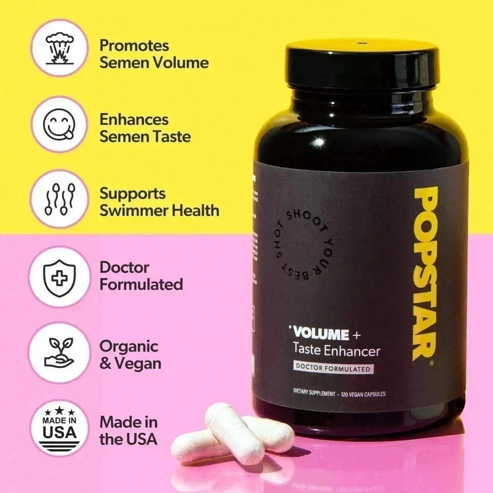 Popstar Semen Volume Supplement 120 Capsules Men’s Fertility Zinc NEW EXP12/2026