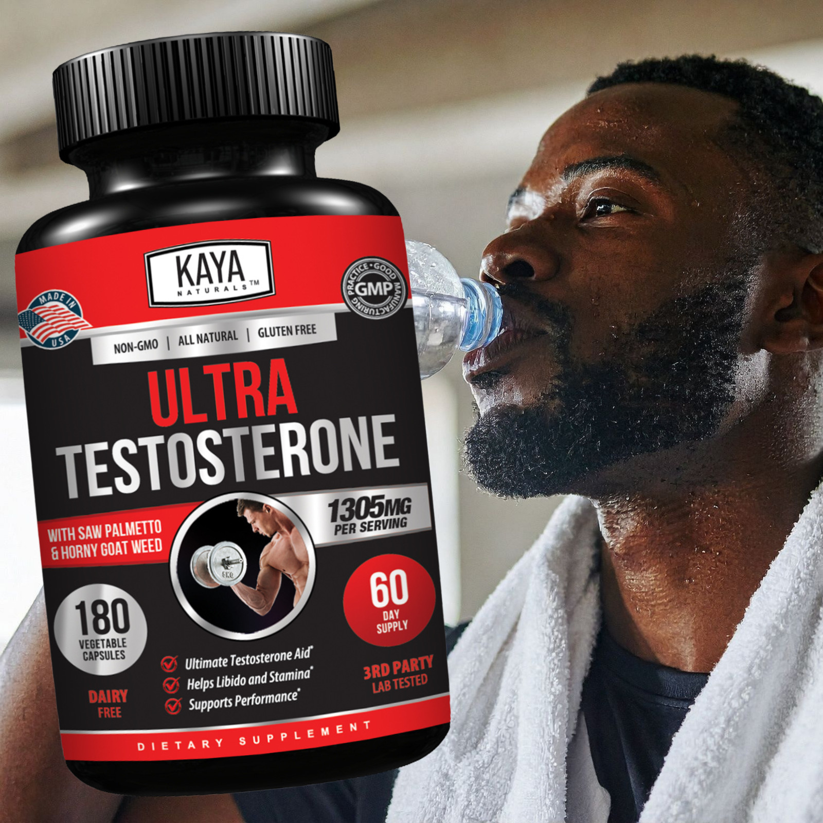 Natural Testosterone Booster 180ct Increase Male Energy Improve Muscle Strength
