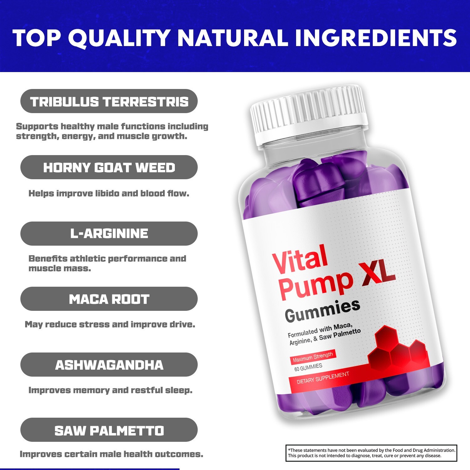 Vital Pump XL Gummies for Men Maximum Strength Vitamin Supplement 180 Gummies