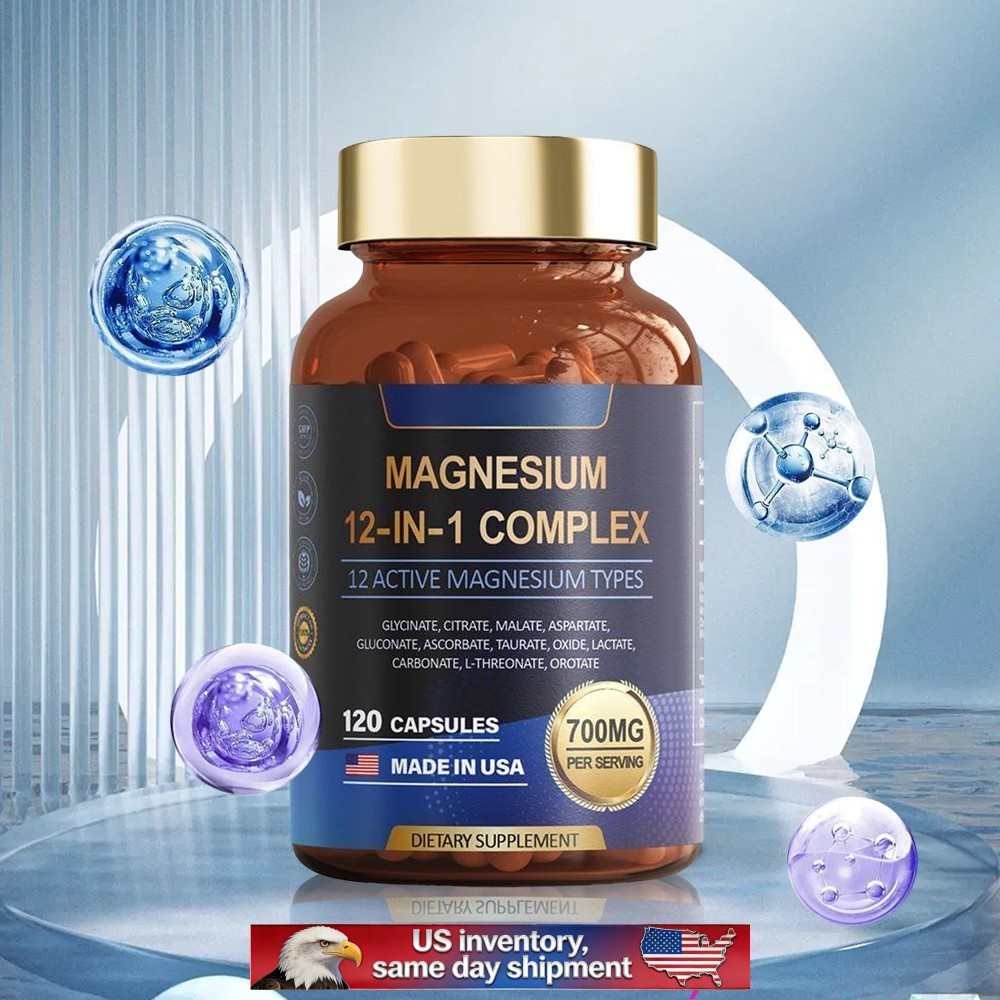 1-3 PACK Magnesium Complex 700mg 12 in 1 Magnesium Supplement with 120 counts-+