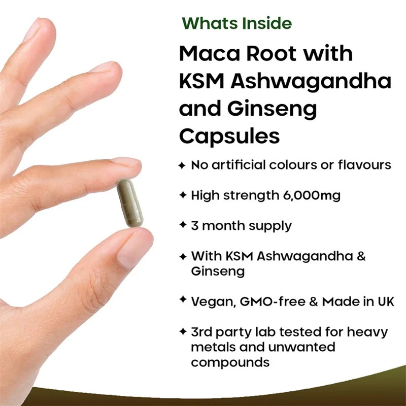 Maca Root 120pcs, Reduce Fatigue, Improve Energy and Vitality, Enhances Memory