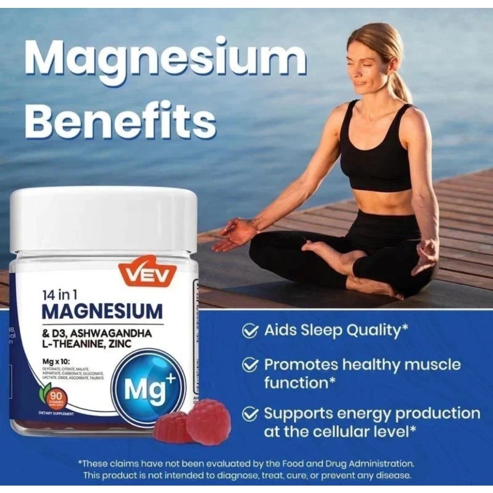 VEV 14-in-1 Magnesium Gummies with Ashwagandha,– Calm & Sleep Support