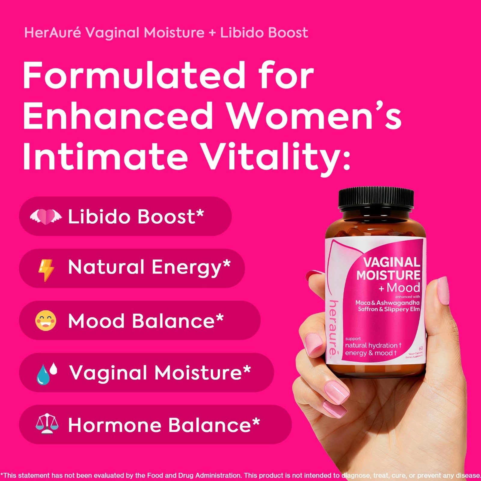 Vaginal Moisture & Libido Enhancer for Women – Hormone Balance, Mood Boost, 60CT