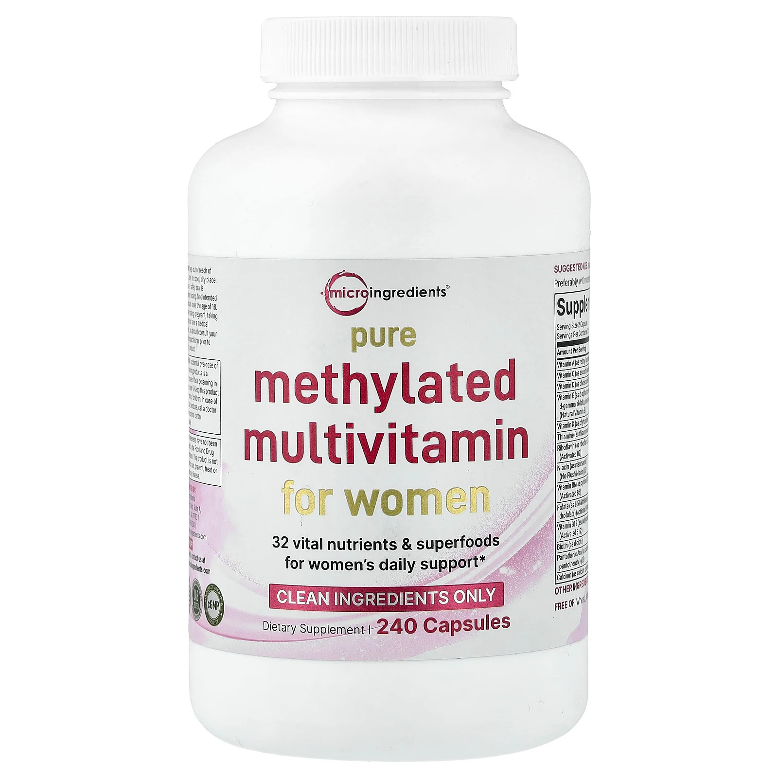 Pure Methylated Multivitamin For Women, 240 Capsules