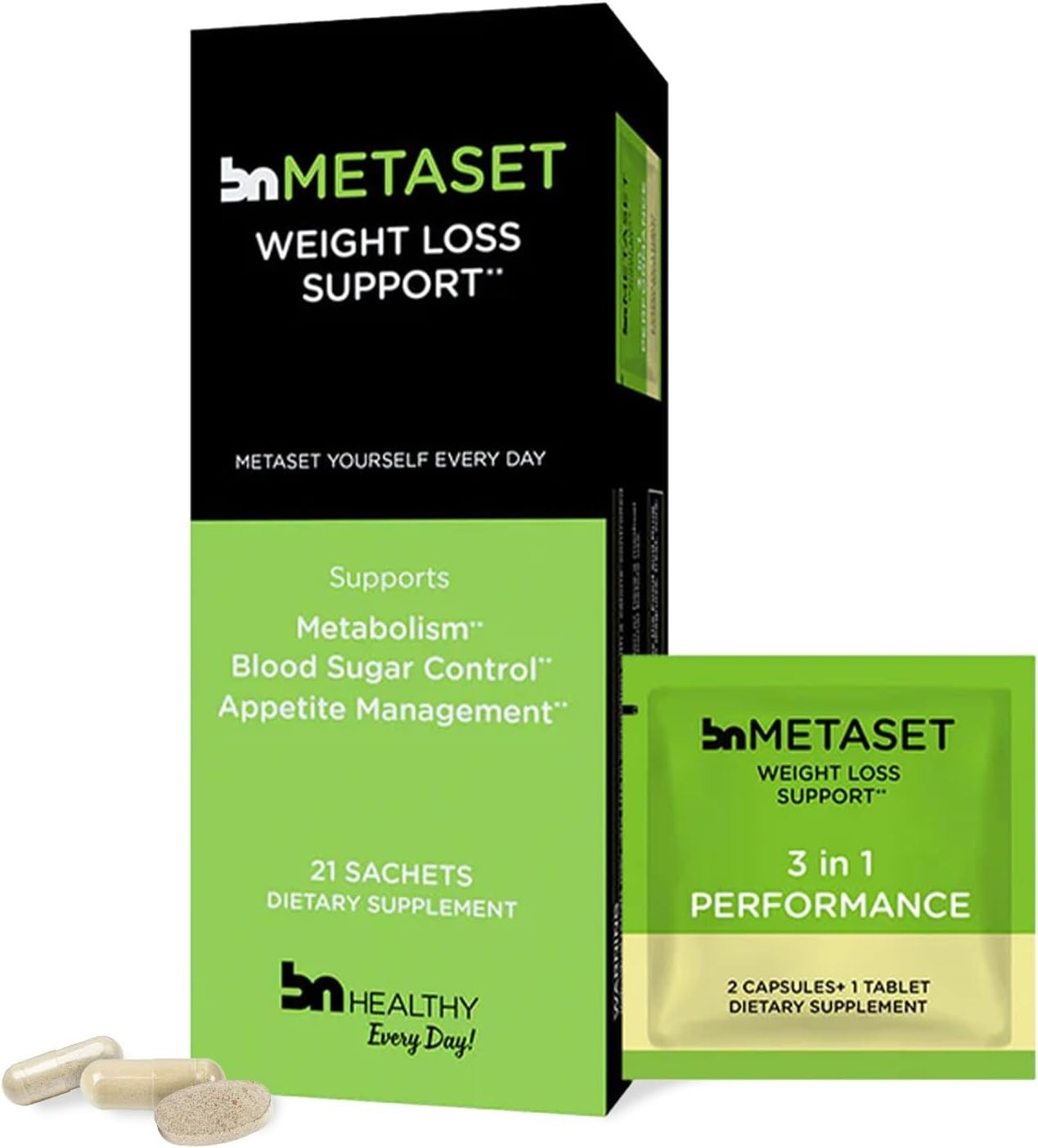Metaset Metabolism Support: 21 Convenient Sachets for Weight Loss & Energy Boost