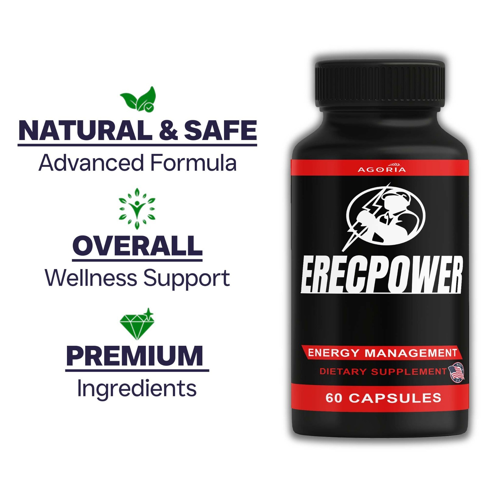 Erecpower Energy Management Multivitamin Health Dietary Supplement (60 Capsules)