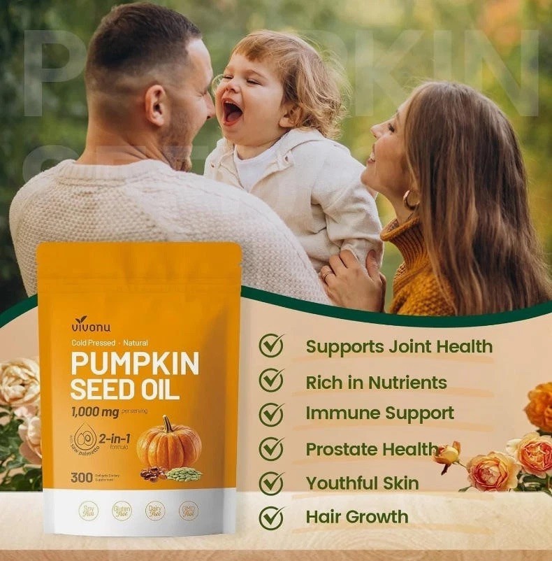 Natural Pumpkin Seed Oil – Saw Palmetto Softgels 1000mg High Potency / Prostate