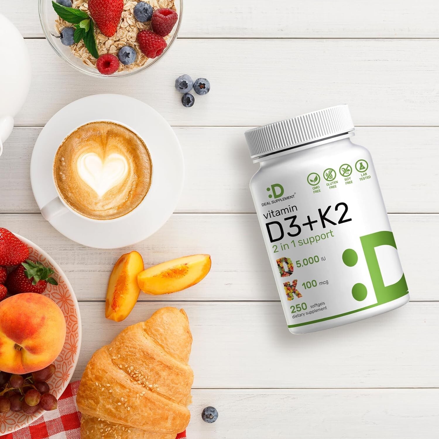 Vitamin D3 & Vitamin K2, Promotes Heart Bone Health -250 Softgel Easy to Swallow
