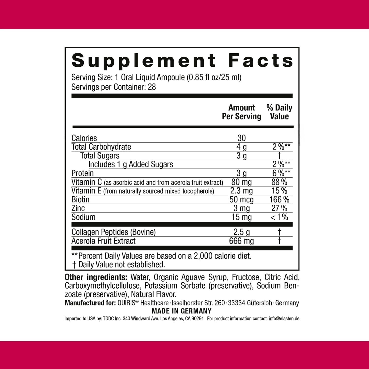 ELASTEN Clinically Tested Collagen Complex for Radiant Skin from Within – Red…