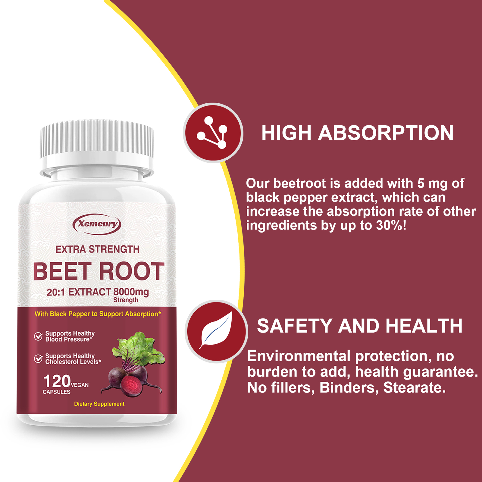 Extra Strength Beet Root 20:1 Extract Capsules – Heart & Blood Pressure Support