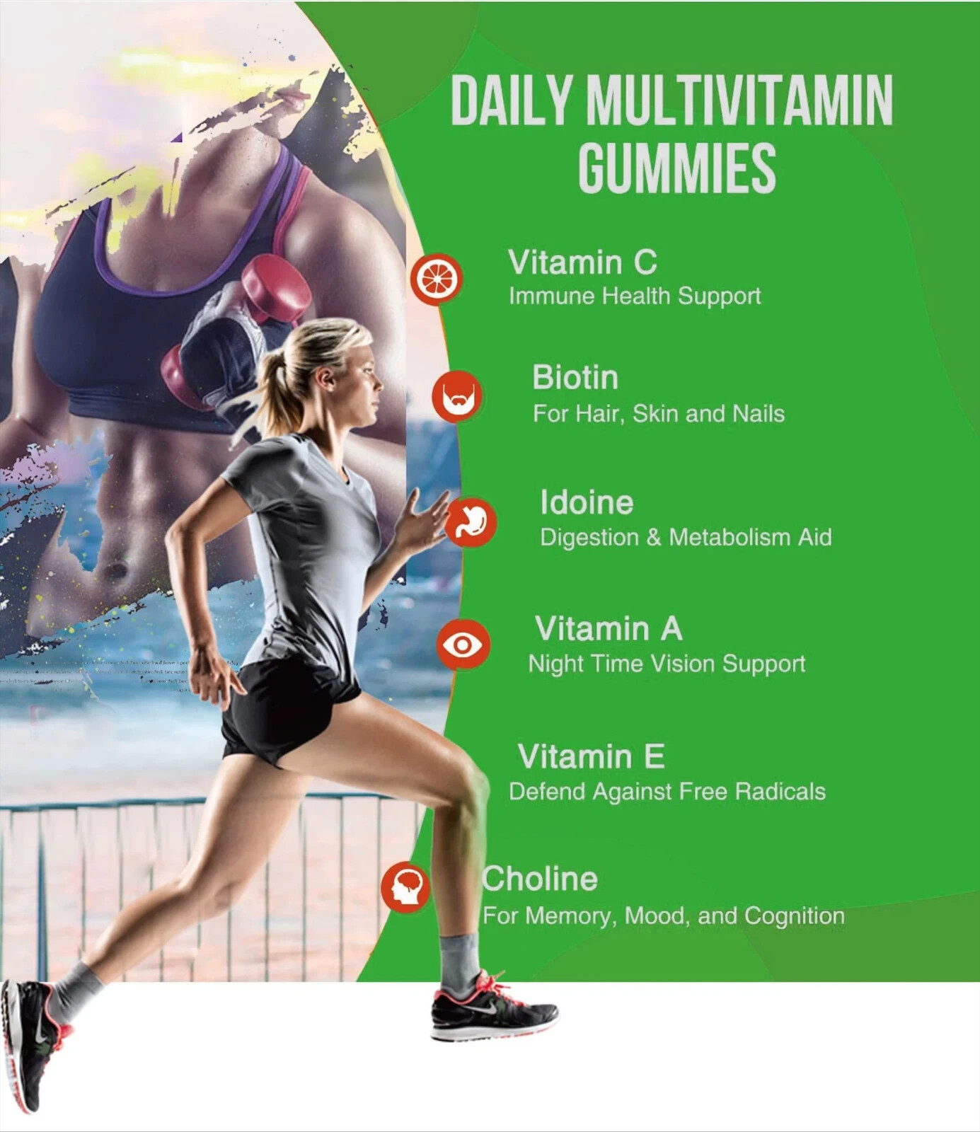 Adult Multivitamin Gummies with Zinc, Vitamin C, D3, B12, Biotin for Men & Women