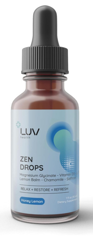 LUV Zen Drops Stress Support with Magnesium Glycinate and Lemon Balm USA Seller