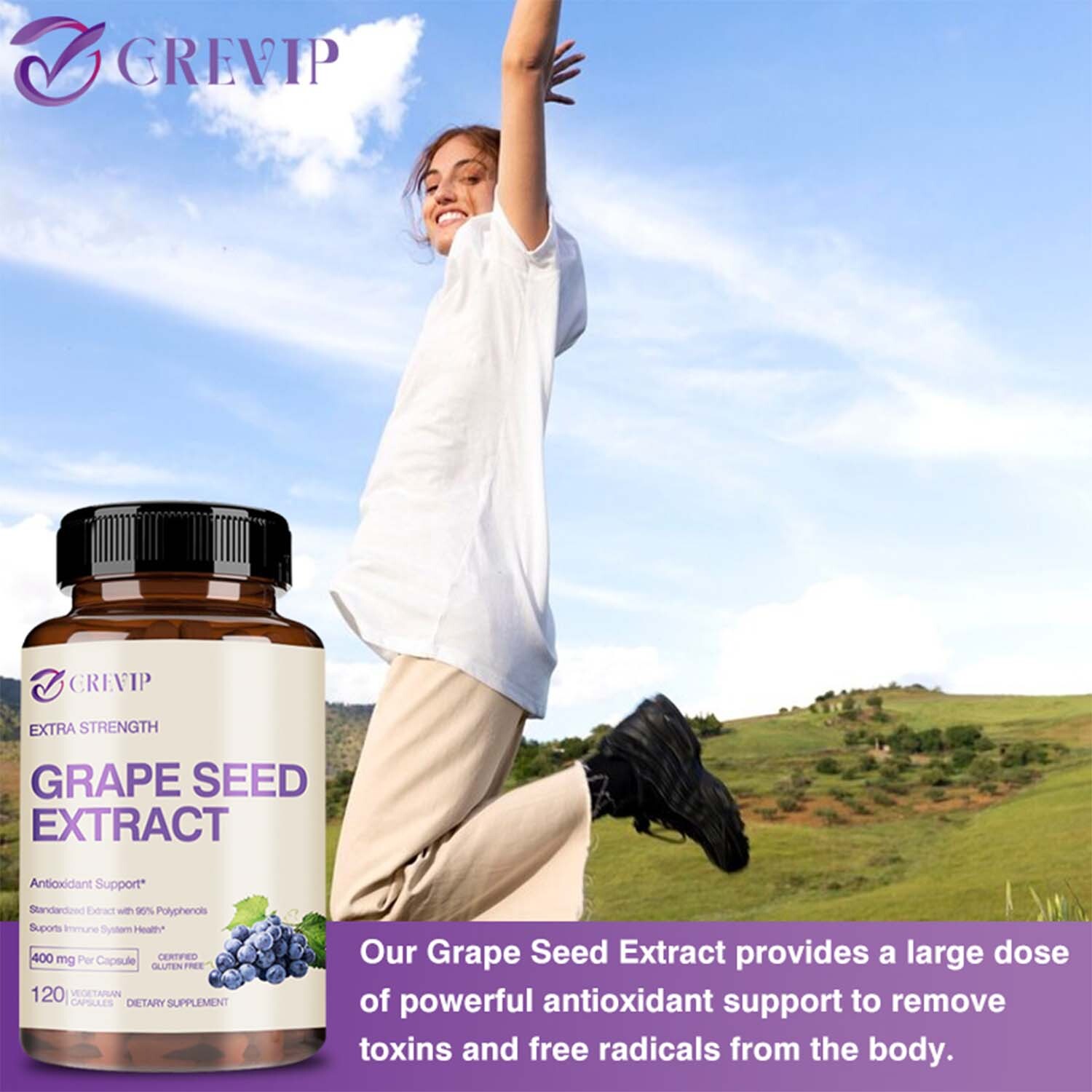 120pcs Grape Seed Extract 400mg-95%Polyphenols Antioxidant,Cardiovascular Health