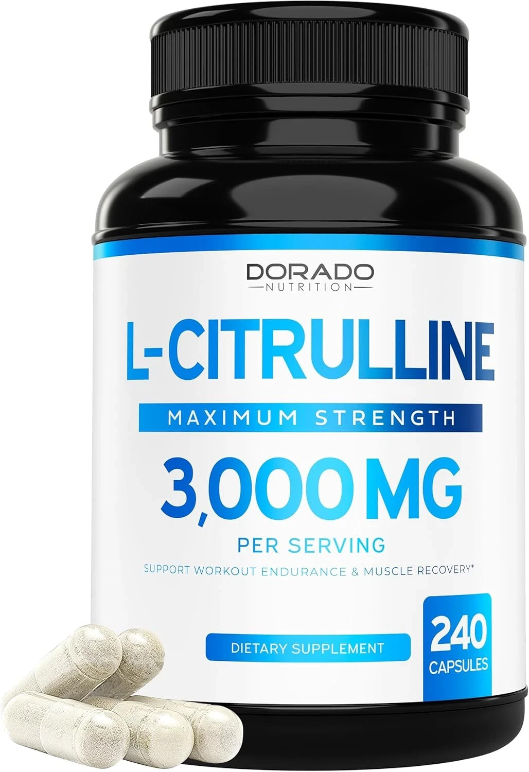 L-Citrulline 3000mg GMP Certified & Non-GMO Free Form Amino 240 Capsules