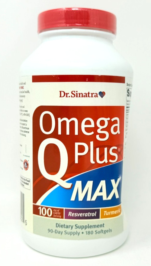 DENTED BOTTLE Dr. Sinatra Omega Q Plus MAX 180 Softgels 100mg CoQ10