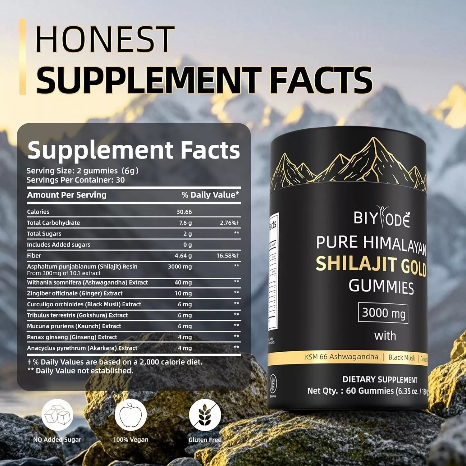 Himalayan Shilajit GOLD Gummies, Natural Extremely Potent 3000 mg, Fulvic Acid