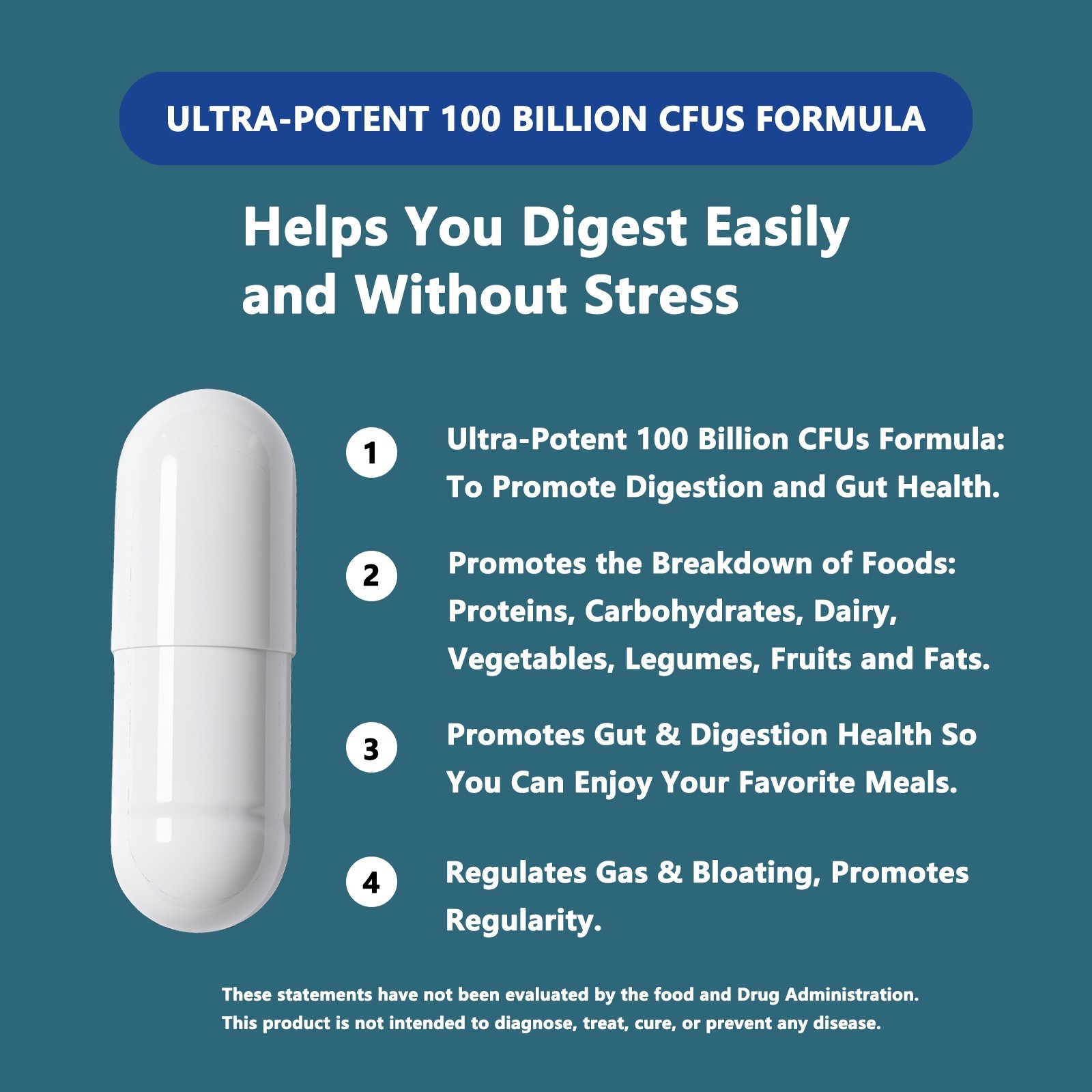 Probiotic 100 Billion & Digestive Enzyme Supplement Food Breakdown 60ct Set