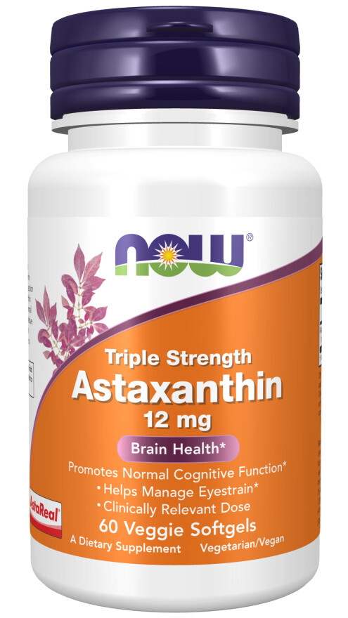 NOW FOODS Astaxanthin 12 mg Triple Strength 60 Veg Softgels, Balanced Immune
