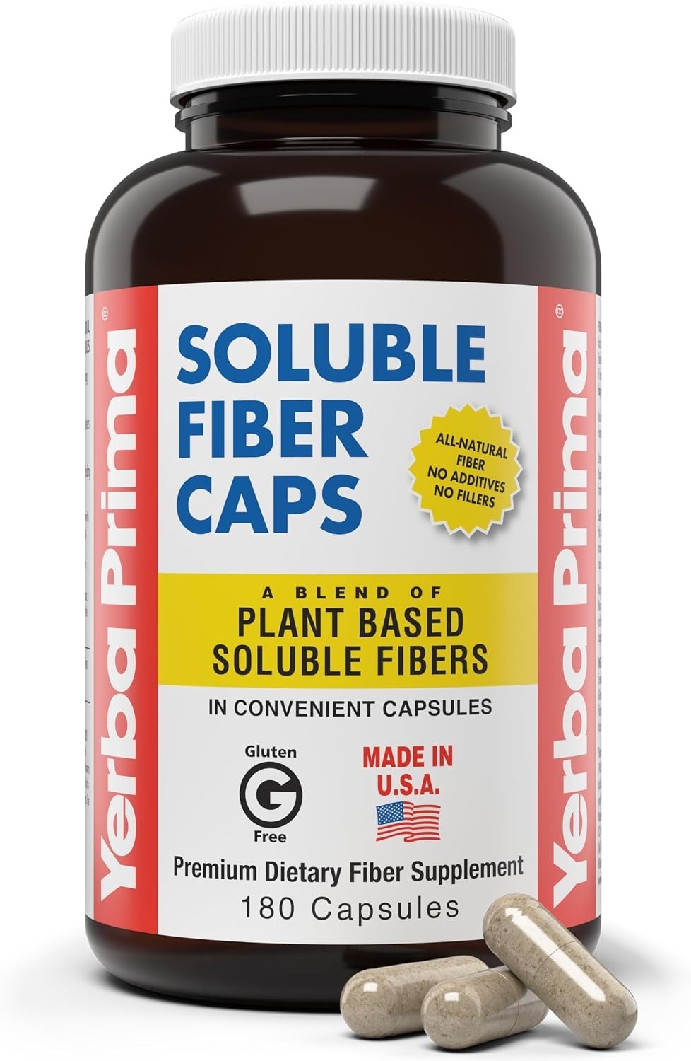 Soluble Fiber Capsules – 180 Count, Natural & Non-GMO Digestive Support