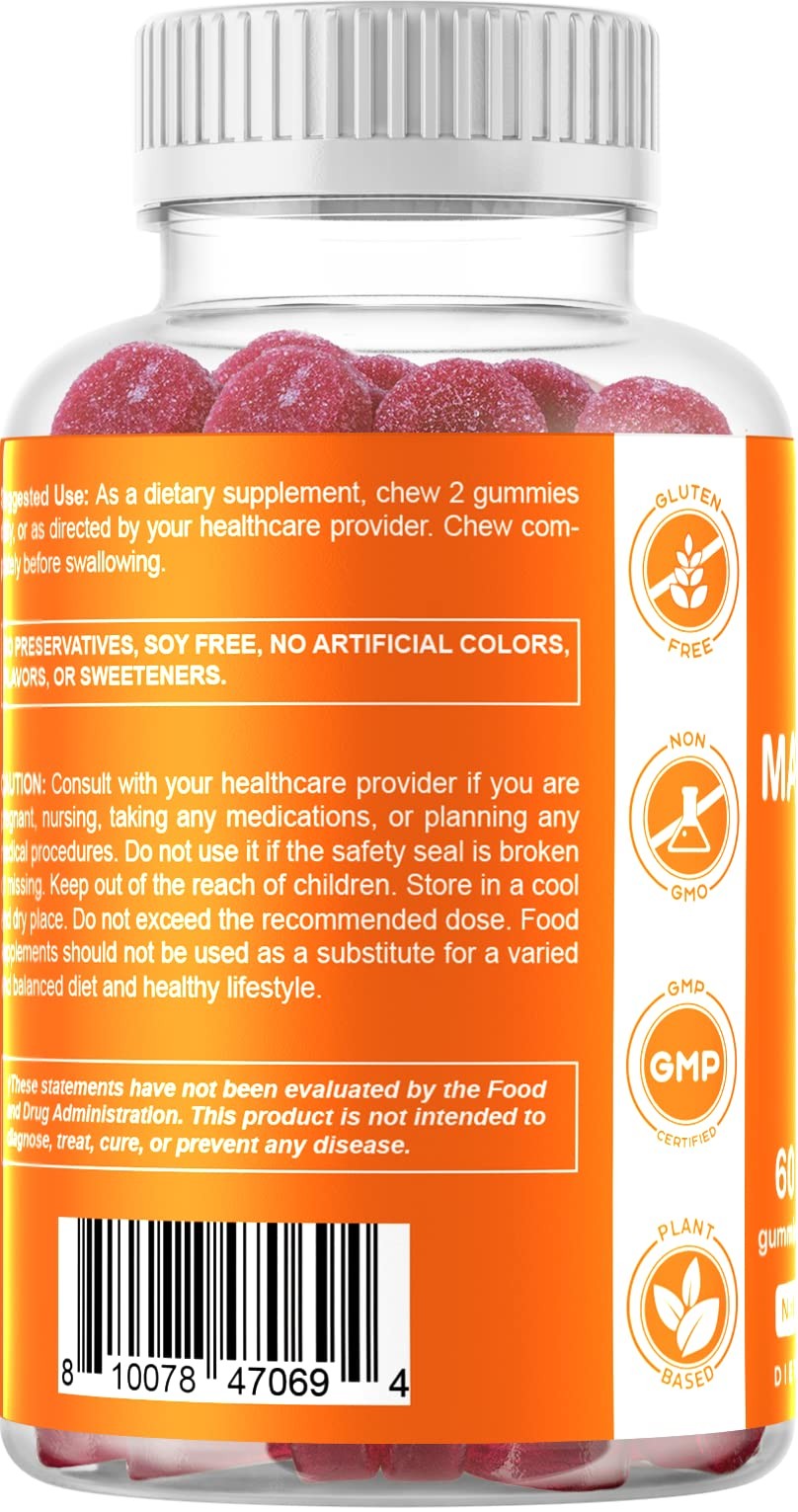 Vitamatic Magnesium Gummies 600mg per Serving – 60 Vegan 60 Count (Pack of 3)