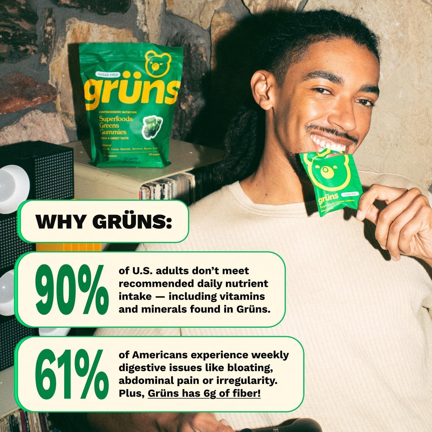 SEALED! Gruns Superfoods Greens Gummies 224ct (28 Packs) Sugar-Free Exp. 12/26