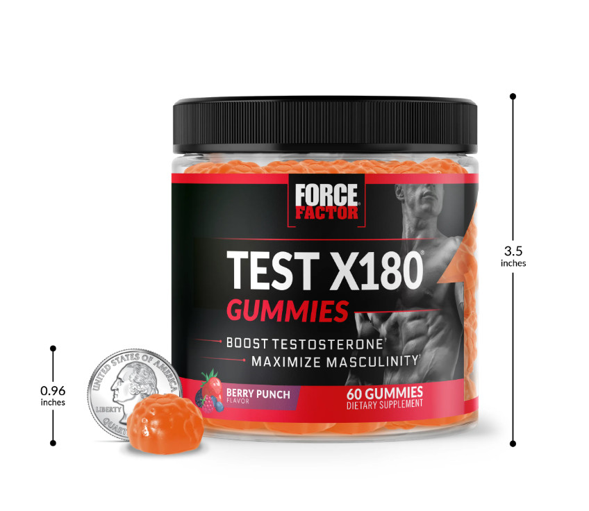 Force Factor Test X180 Gummies Testosterone Booster, 60 Gummies