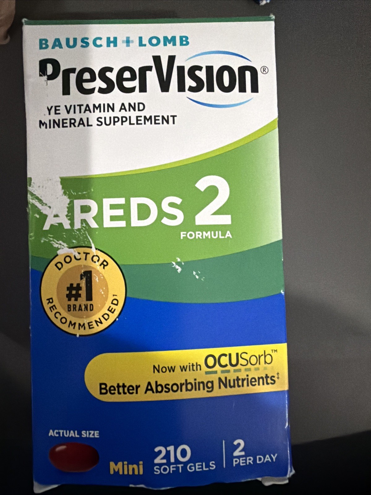 PreserVision AREDS 2 Formula,210 Soft Gels.Box Lil Damage As Shown Bottle Sealed