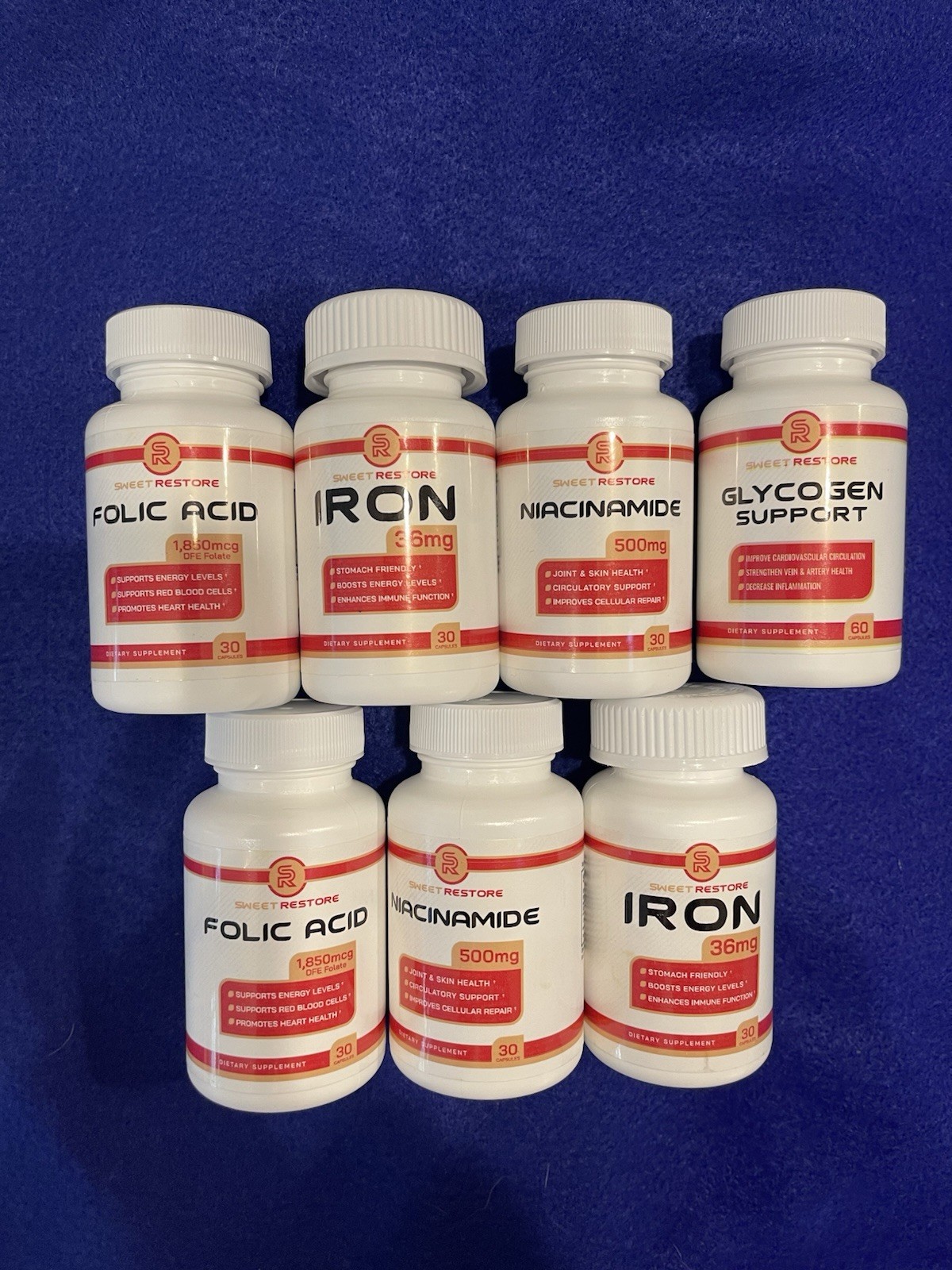Sweet Restore Supplements – Folic Acid, Iron, Niacinamide, Glycogen Support