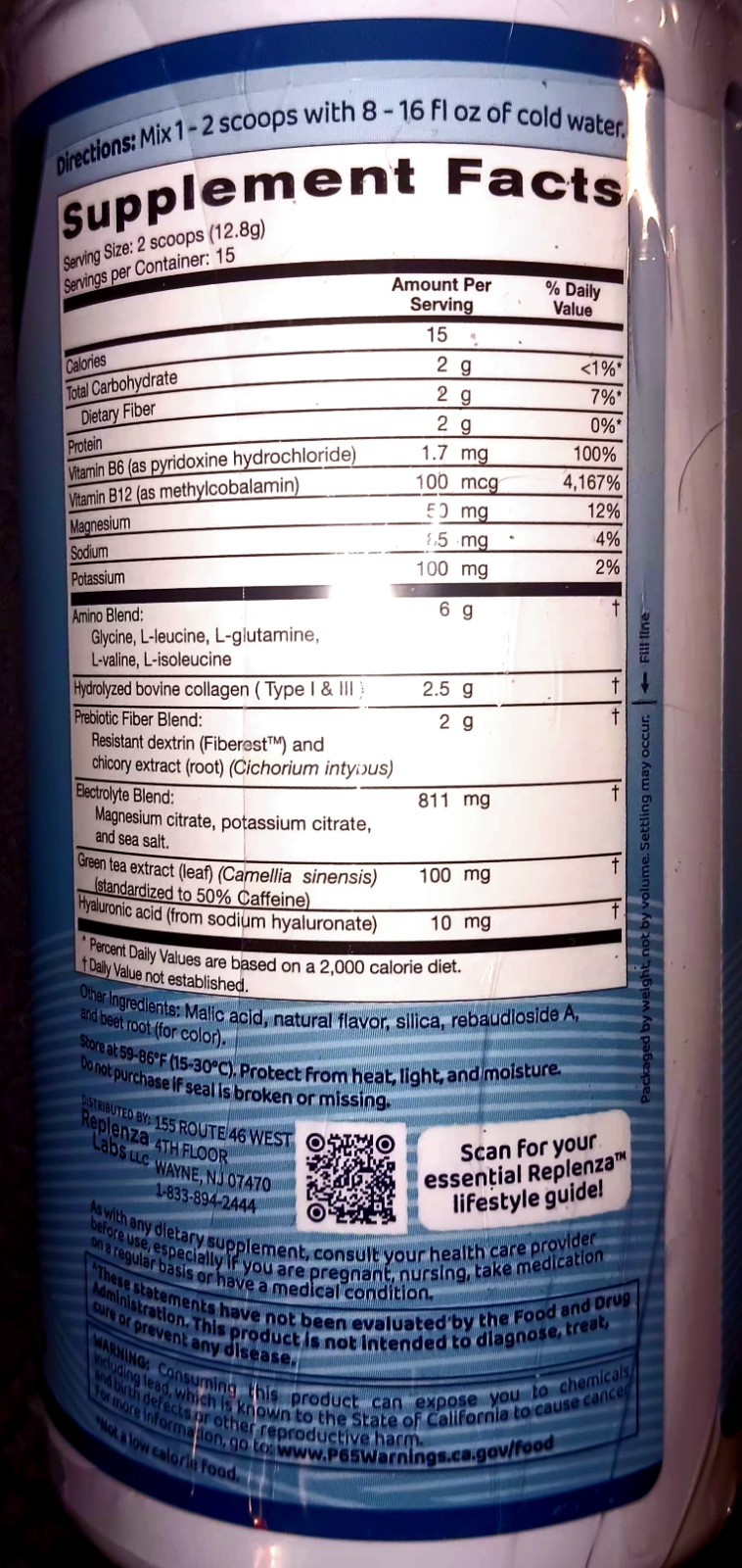 6pc 30 Day Replenza Daily Replenisher GLP-1 Mixed Berry Powder 11/26 Zero Sugar