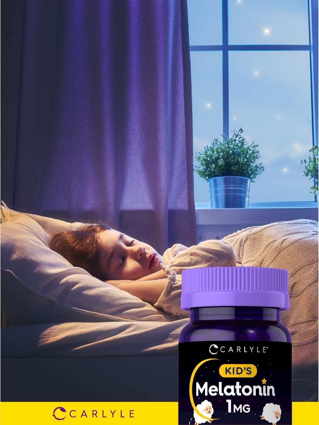 Carlyle Kids Melatonin 1mg 120 Chewable Tablets Fruit Vegetarian Gluten Free Non